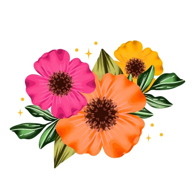 PSD watercolor flowers illustration