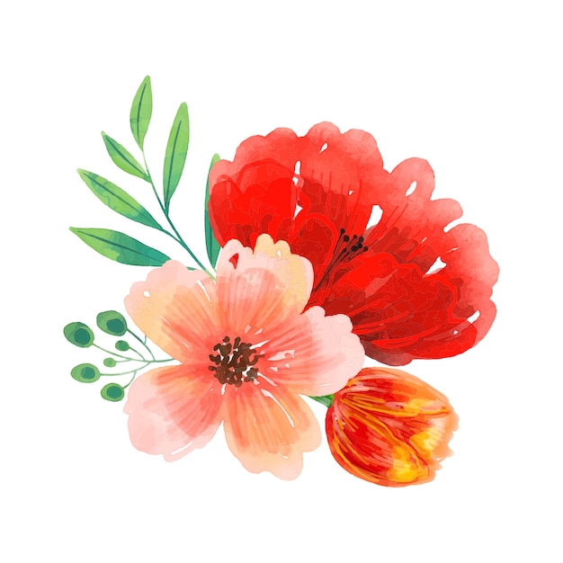 PSD watercolor flowers illustration