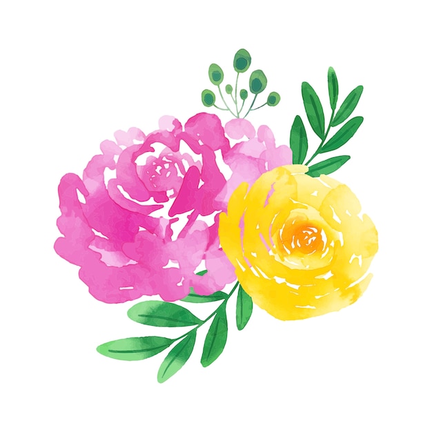 PSD watercolor flowers illustration