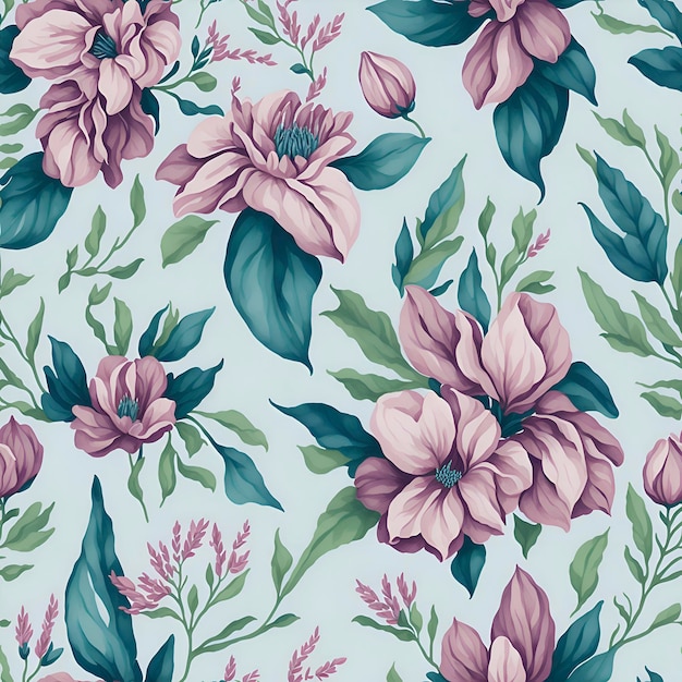 PSD watercolor flowers pattern flower background aigenerated