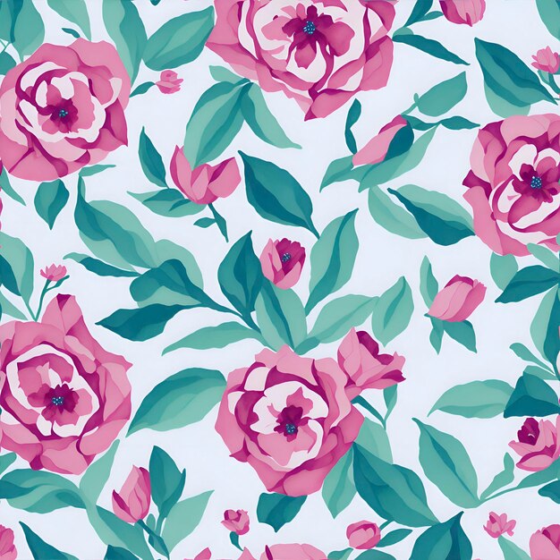 PSD watercolor flowers pattern flower background aigenerated