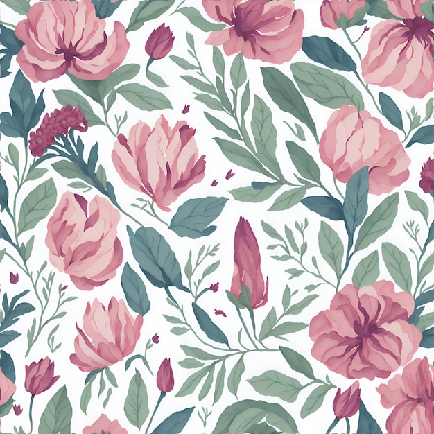 PSD watercolor flowers pattern flower background aigenerated