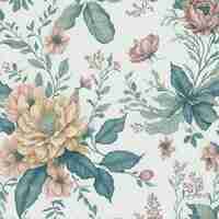 PSD watercolor flowers pattern flower background aigenerated