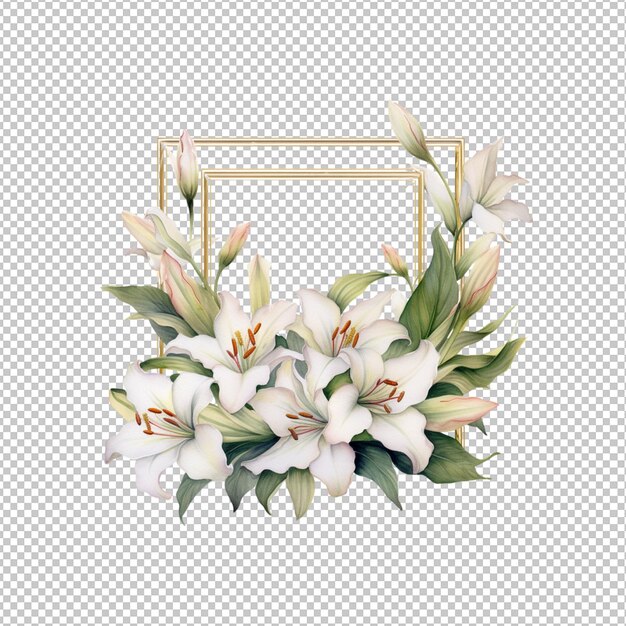 PSD watercolor frame flower decoration