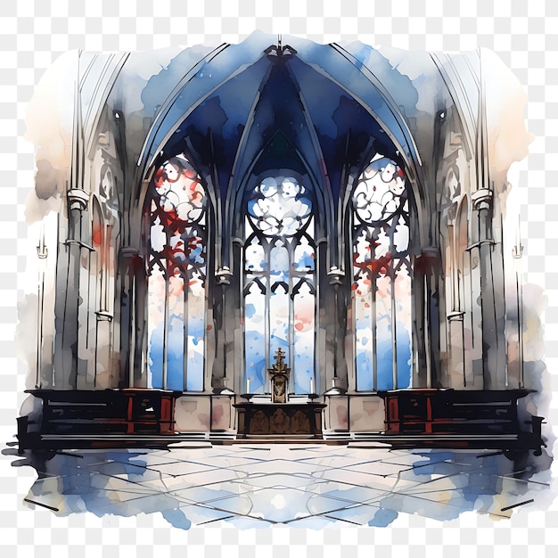 PSD watercolor of gothic cathedral chamber a room with a gothic clipart creative design ink concept