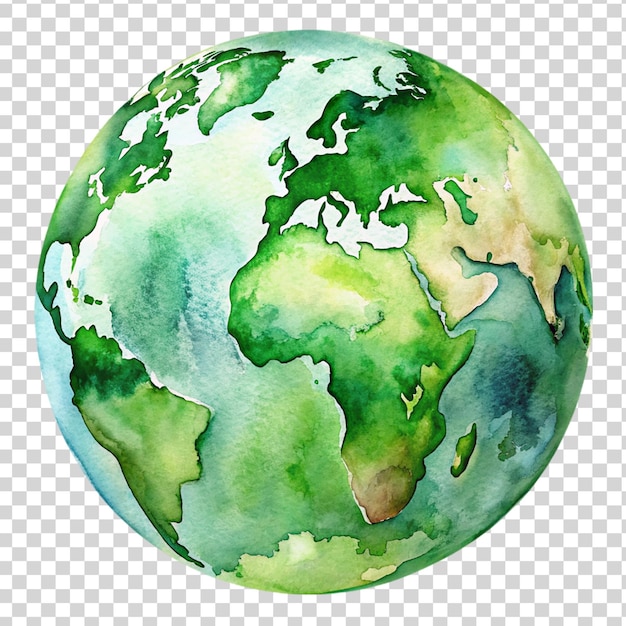 PSD watercolor green earth isolated on transparent background