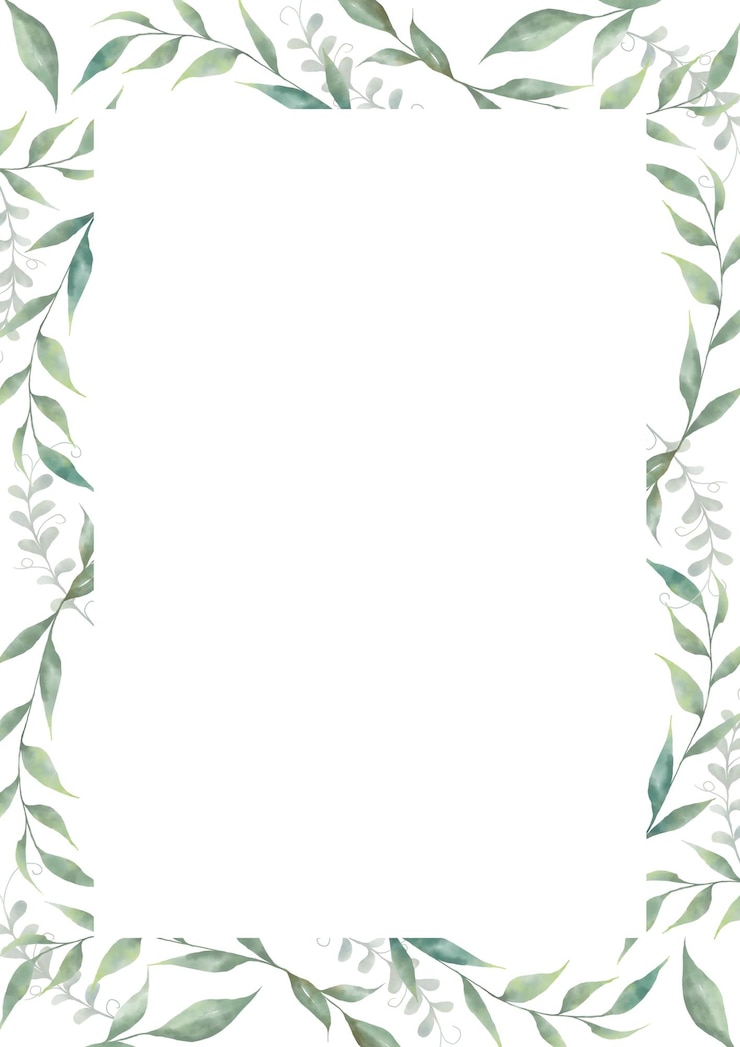 PSD watercolor green and white floral frame