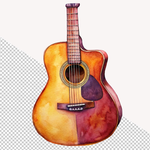 PSD watercolor guitar on transparent background