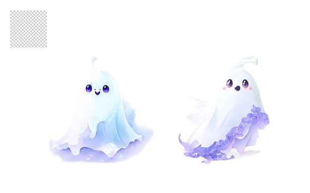 PSD watercolor halloween ghost clipart png