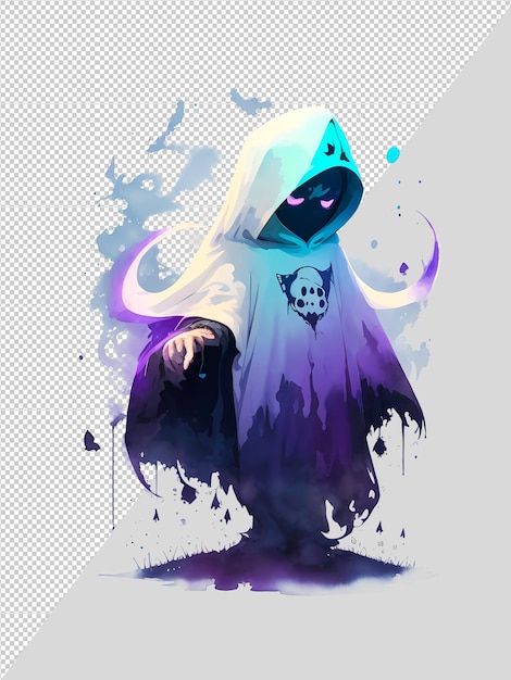 PSD watercolor halloween reaper clipart png