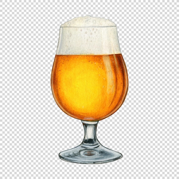 水彩画で手で描いたリアルなビールグラス