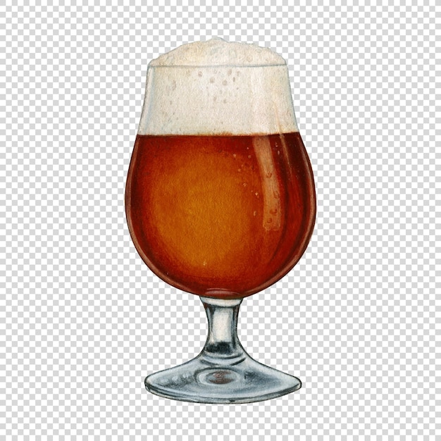 水彩画で手で描いたリアルなビールグラス