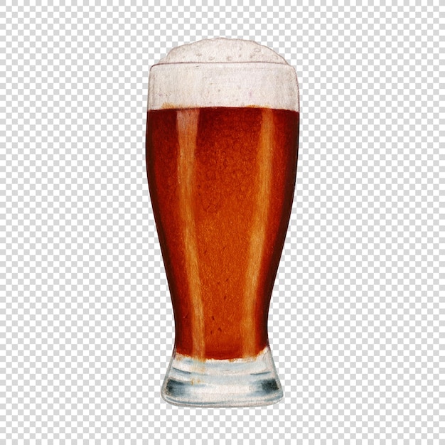 水彩画で手で描いたリアルなビールグラス