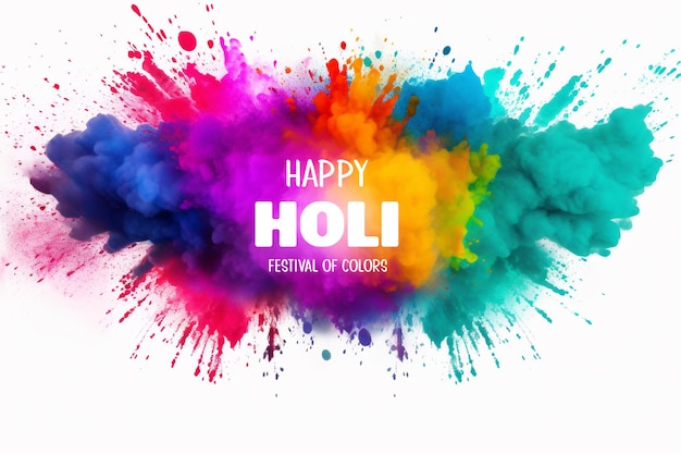 PSD watercolor holi festival of colors happy holi with vivid colors