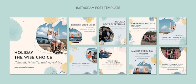 Disegno del modello di post instagram vacanza dell'acquerello