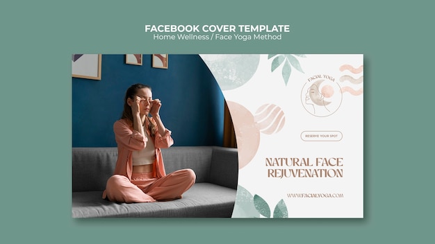 PSD schema di copertina di facebook per l'acquarello per lo yoga domestico