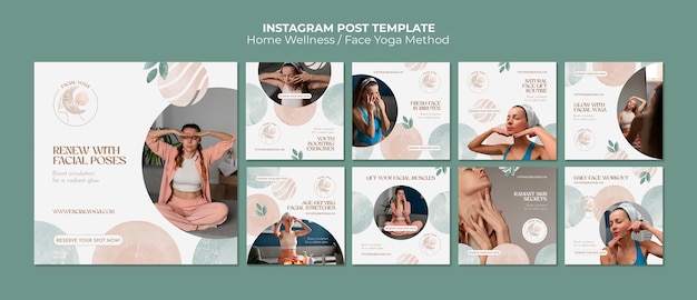 PSD watercolor home yoga instagram posts