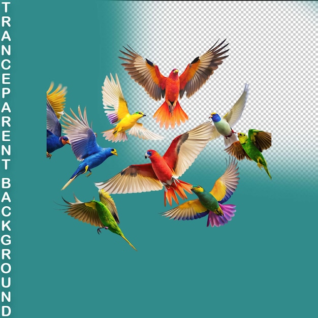 PSD Акварельная коллекция колибри, нарисованная вручную на прозрачном фоне