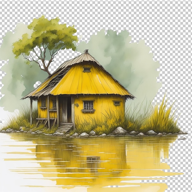 PSD watercolor hut