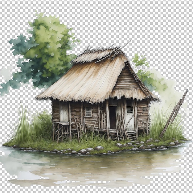 PSD watercolor hut