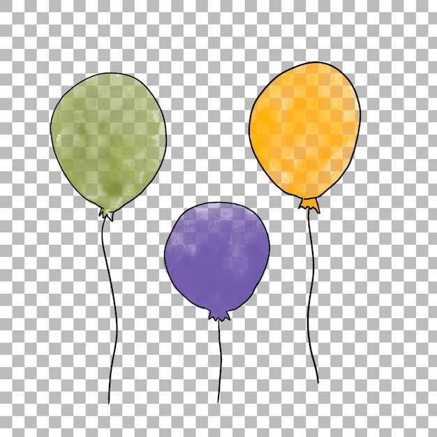 PSD watercolor illustration of colorful balloons