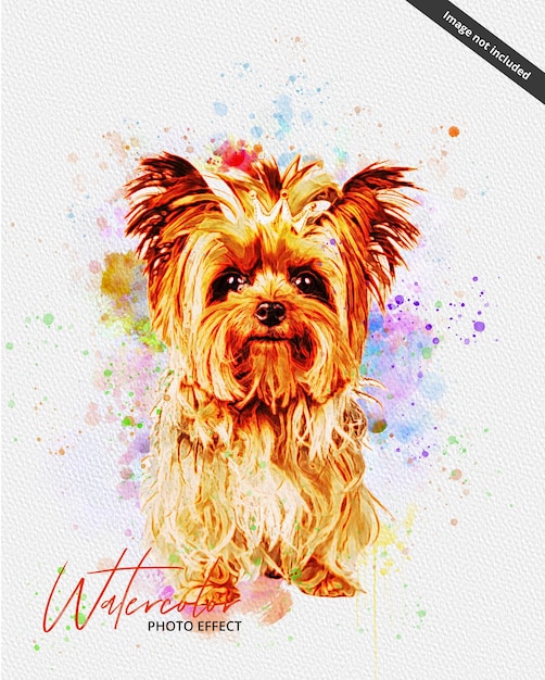 PSD watercolor illustration of a dog with the word welcome on it