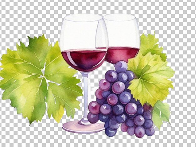 PSD illustrazione ad acquerello bicchiere di vino rosso