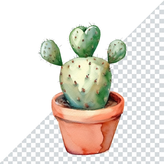 Watercolor illustration of isolated succulent cactus