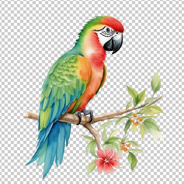 Watercolor illustration of a parrot