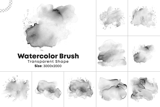 PSD watercolor and ink splashes brush set for photoshop