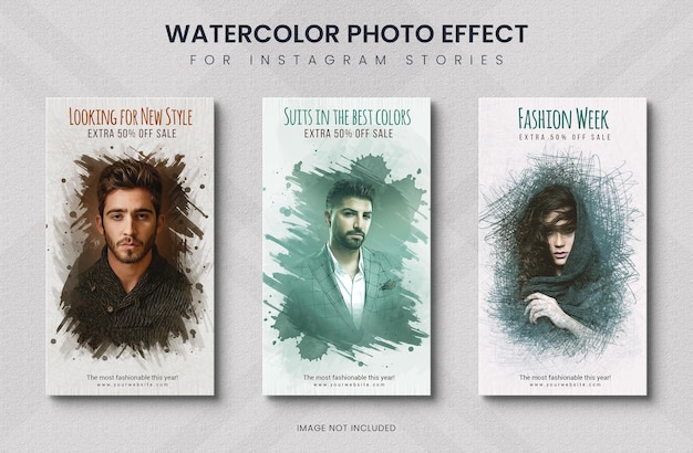 PSD watercolor instagram stories photo effect