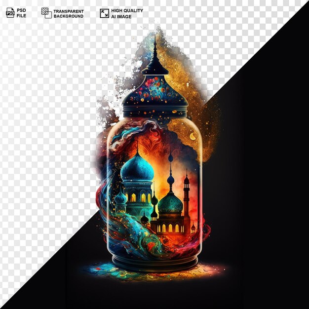 Watercolor islamic lantern png