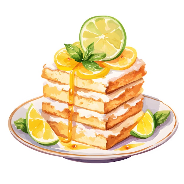 PSD watercolor lemon shortcake