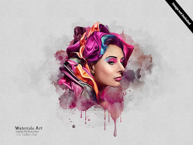 Aquarello liquid artistry photo effect mockup template