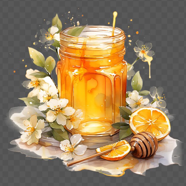 PSD watercolor of mead drink a rich honey based beverage with su isolated psd transparent collage art