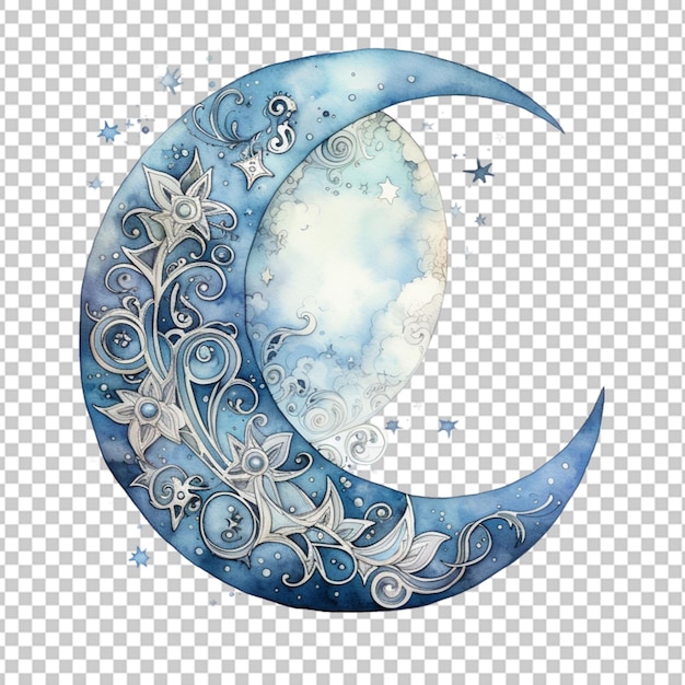 PSD watercolor moon crescent isolated