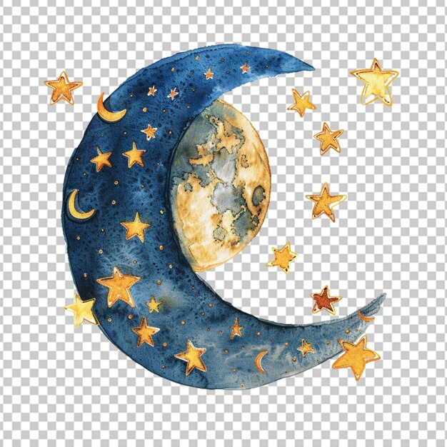 PSD watercolor moon crescent isolated