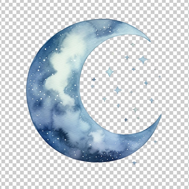 PSD watercolor moon crescent isolated