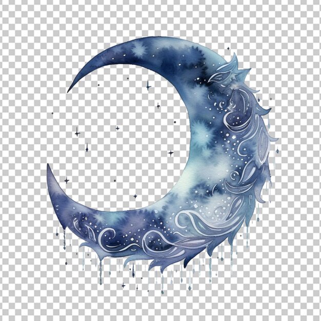 PSD watercolor moon crescent isolated