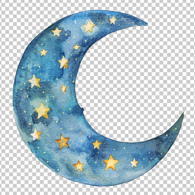 Watercolor moon crescent isolated