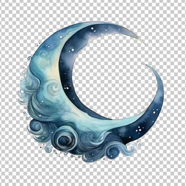 PSD watercolor moon crescent isolated