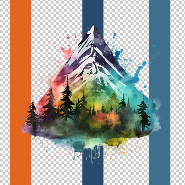 PSD watercolor mountain