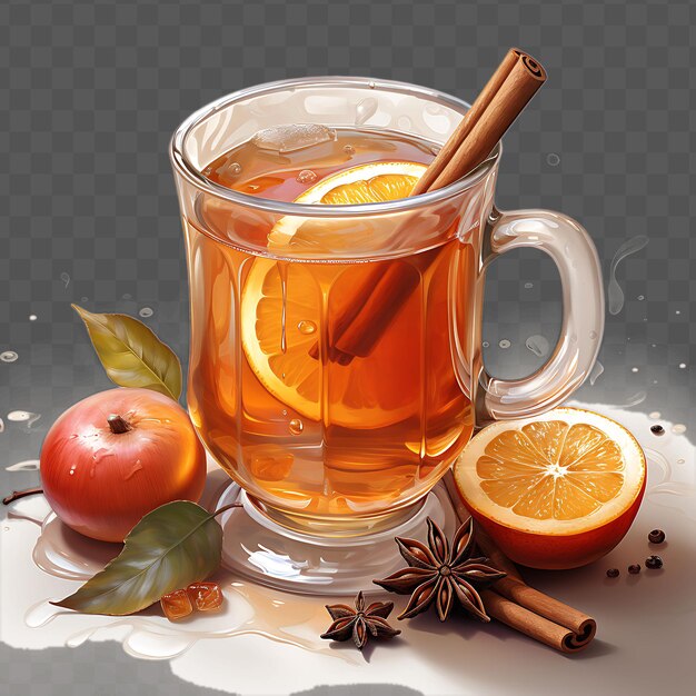 Watercolor of mulled cider drink a fragrant and spiced apple isolated psd transparent collage art