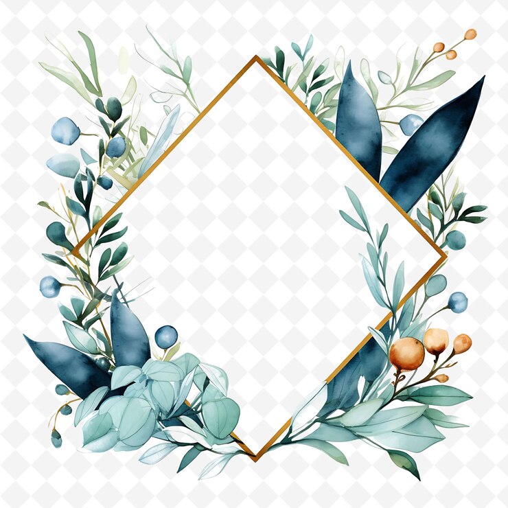 PSD watercolor nature frame scribbled landscape inspiring wildlife on white background