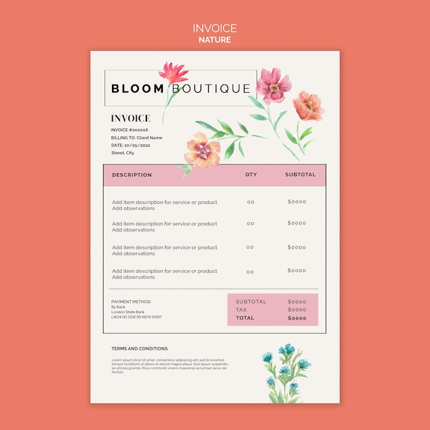 PSD watercolor nature template design