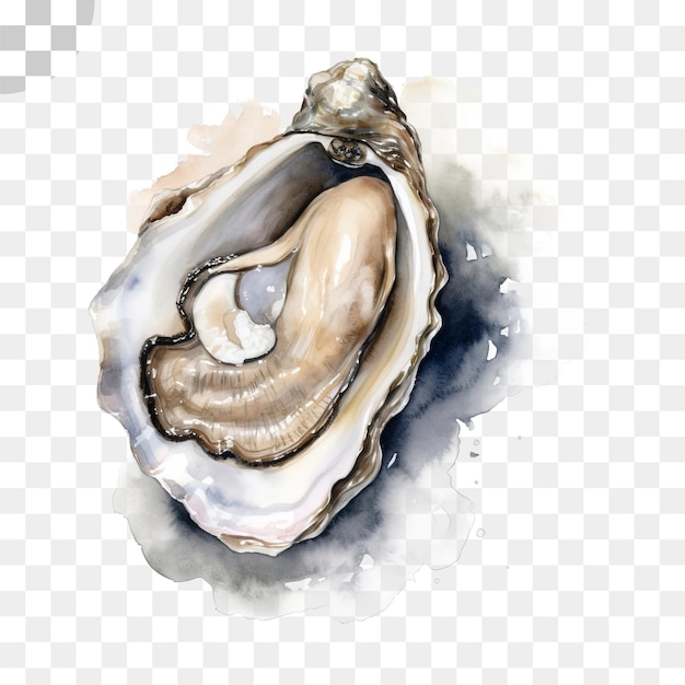 PSD watercolor oyster on transparent background