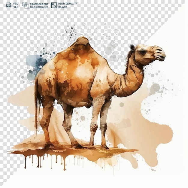 PSD a watercolor paint camel eid ul adha on transparent background