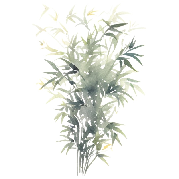 PSD 水彩画は竹を描いた白い背景に分離された手描きの植物デザイン要素
