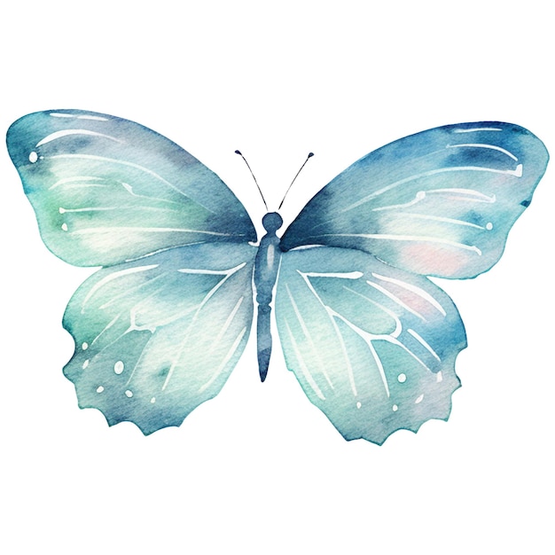 PSD Акварель нарисованная бабочка ручно нарисованный элемент дизайна изолированный на белом фоне