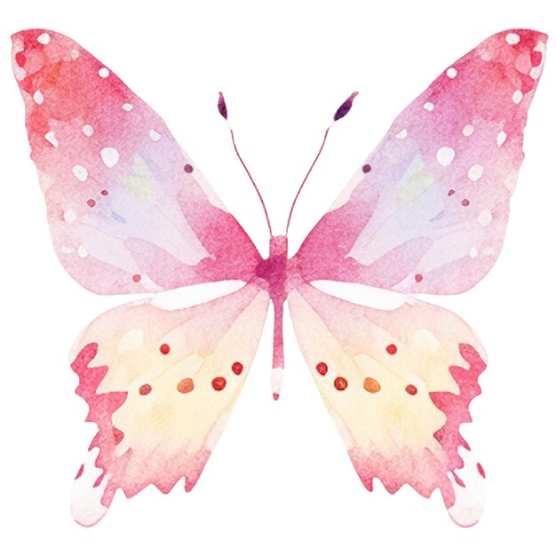 Watercolor painted butterfly hand drawn design element isolated on white background